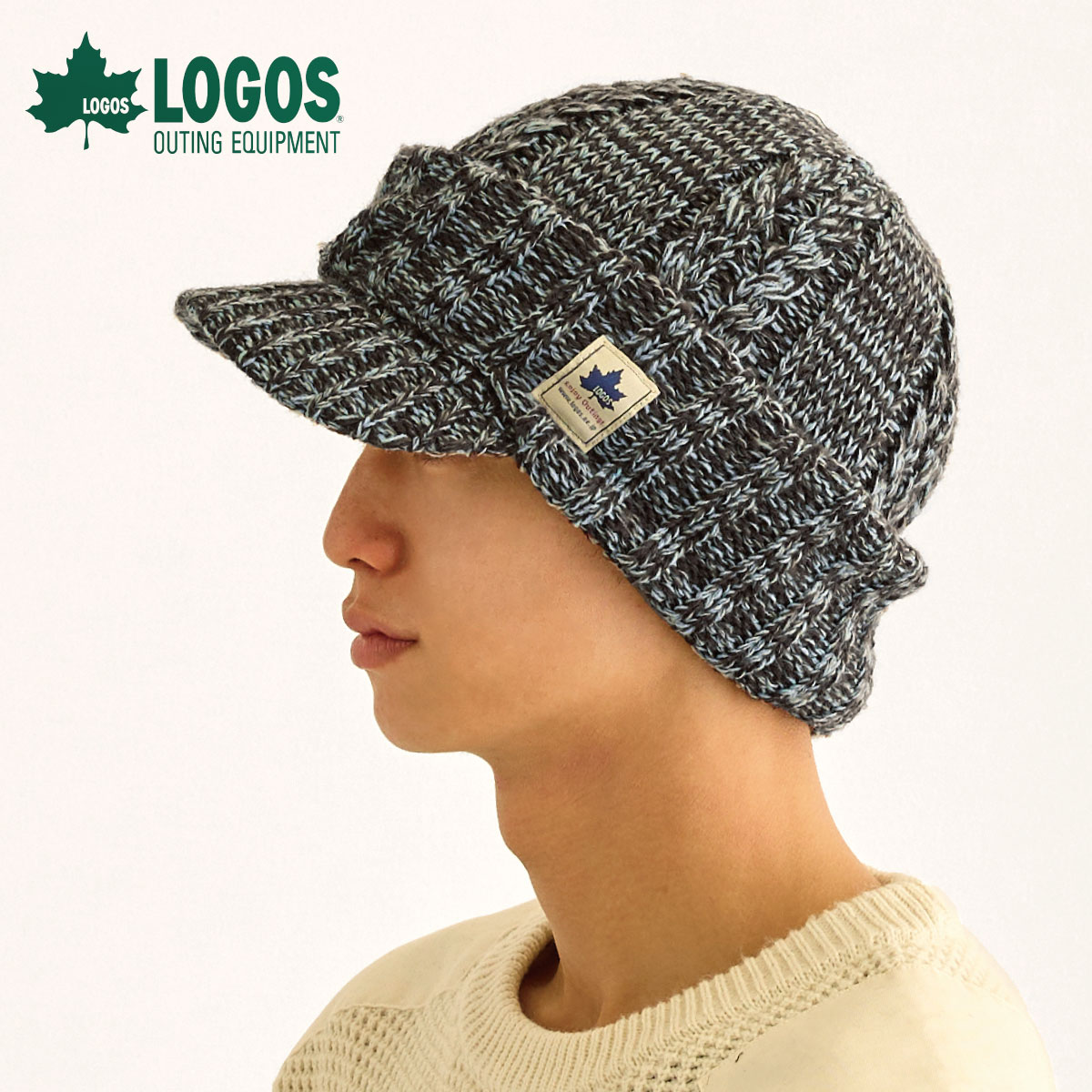 LOGOS（ロゴス） クーポンで20%OFF LOGOS つば付 ニット帽 2way 目出し