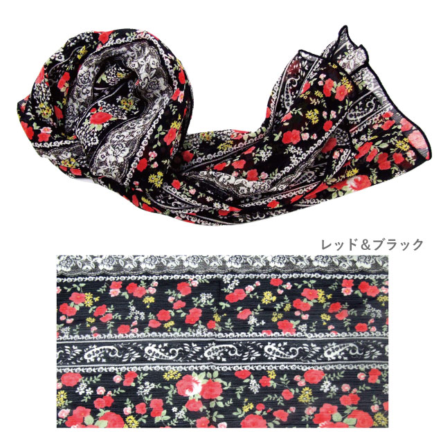 HERMES花柄シフォンストール 薄くすみピンク