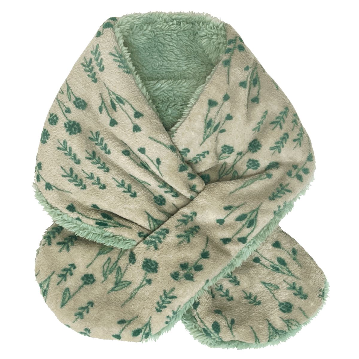 おやすみマフラー ボタニカル柄 シープタッチ 温活 冷え防止 安眠