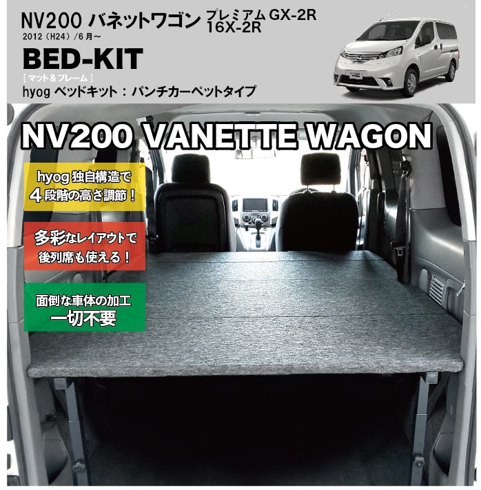 Nv0 バネットワゴン ベッドキット 4分割 傷に強いパンチカーペット 荷室棚 プレミアムgx 2r 16x 2r