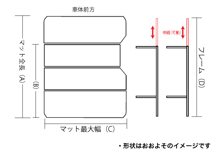 【フルリクライニング対応】【スライドレール対応】ハイエース ベッドキット 全長伸縮タイプ 荷室棚 200系 ワイドS-GL用 硬質マットタイプ（8型対応）｜hyog-parts｜07