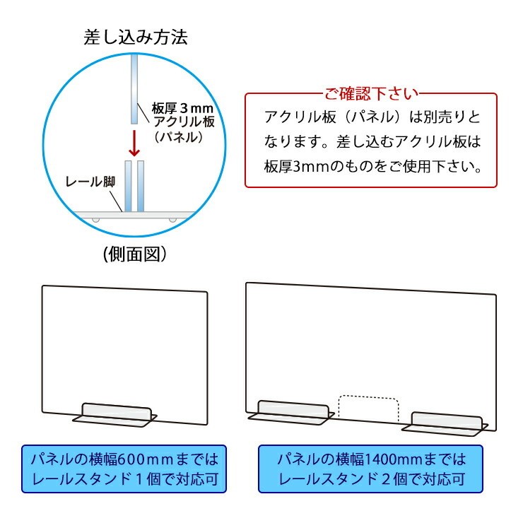 アクリルパーテーションスタンド　アクリルパネルスタンド　ご確認下さい