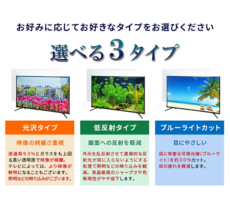 液晶テレビ保護パネル　選べる３タイプ