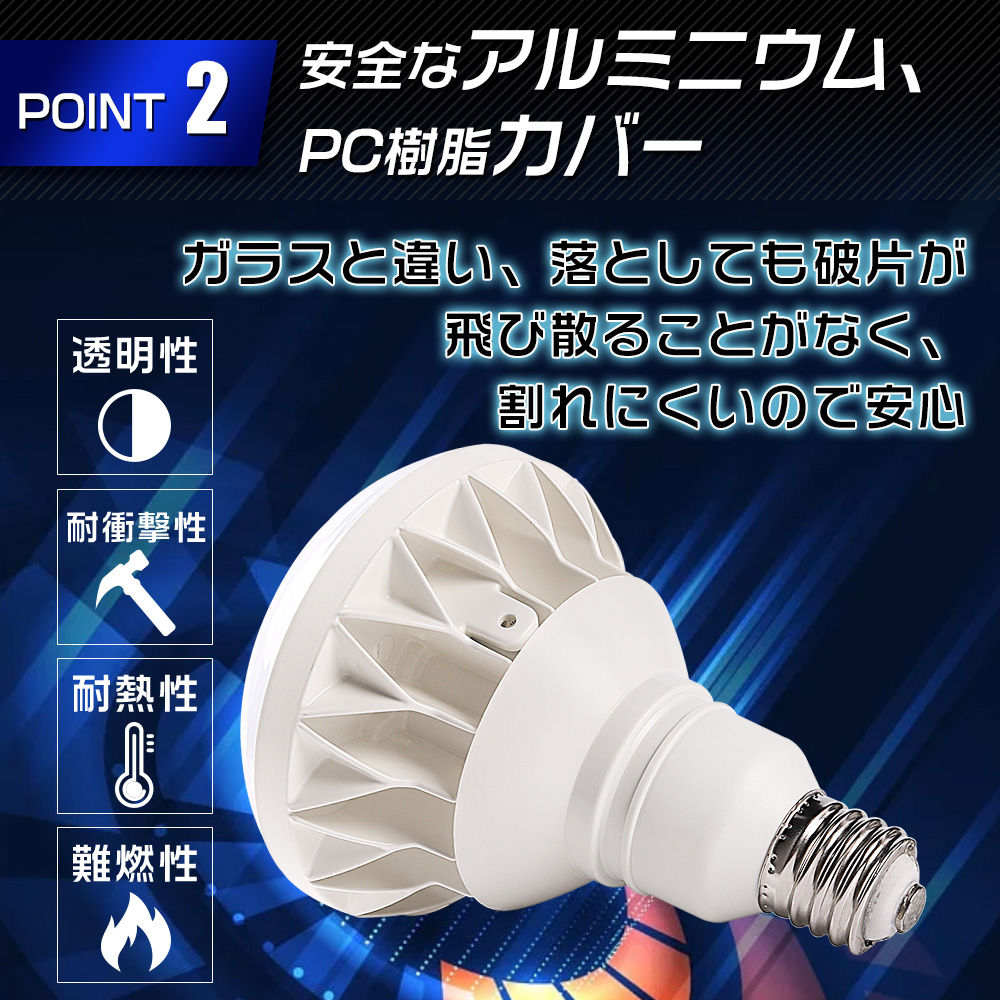 LEDバラストレス水銀灯 E39口金 50W 500W水銀灯相当 10000lm PAR56