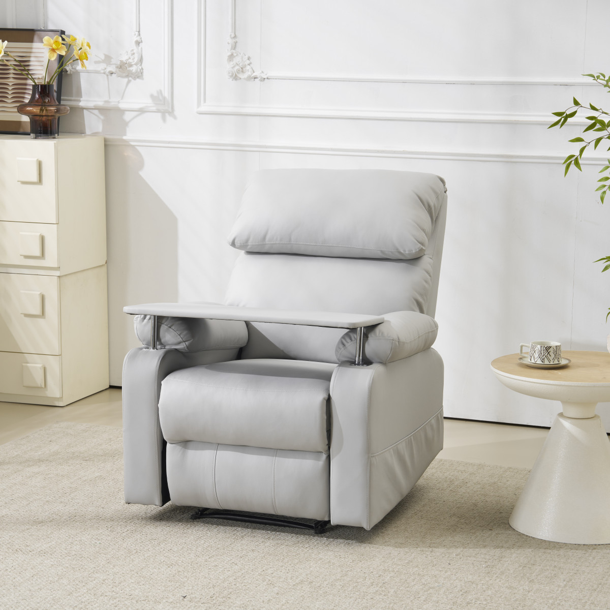 リクライニングソファー ソファー 1人掛け ゲーミングチェア PU 165度調節 電動リクライニングソファー 電動ソファ 1人掛け テーブル付き PU