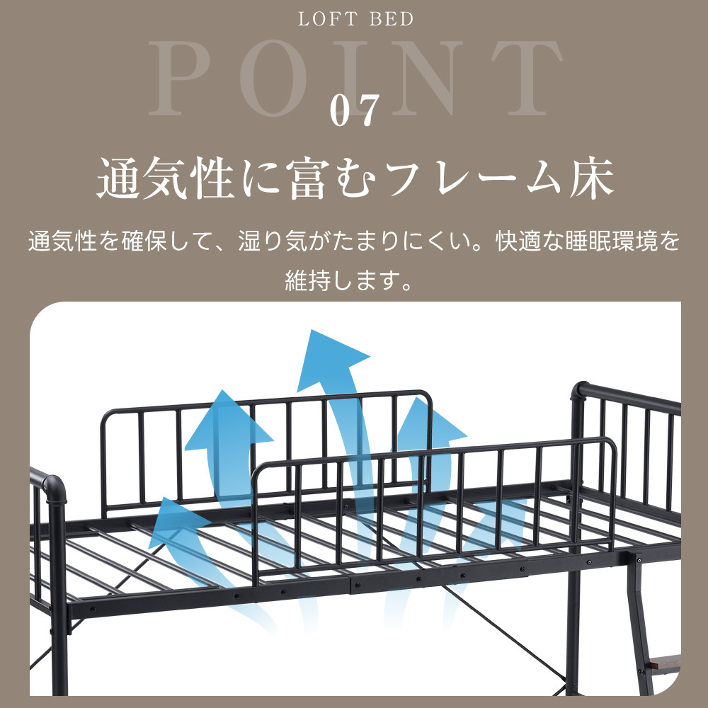 システムベット ロフトベッド シングルパンチングボード 収納付き