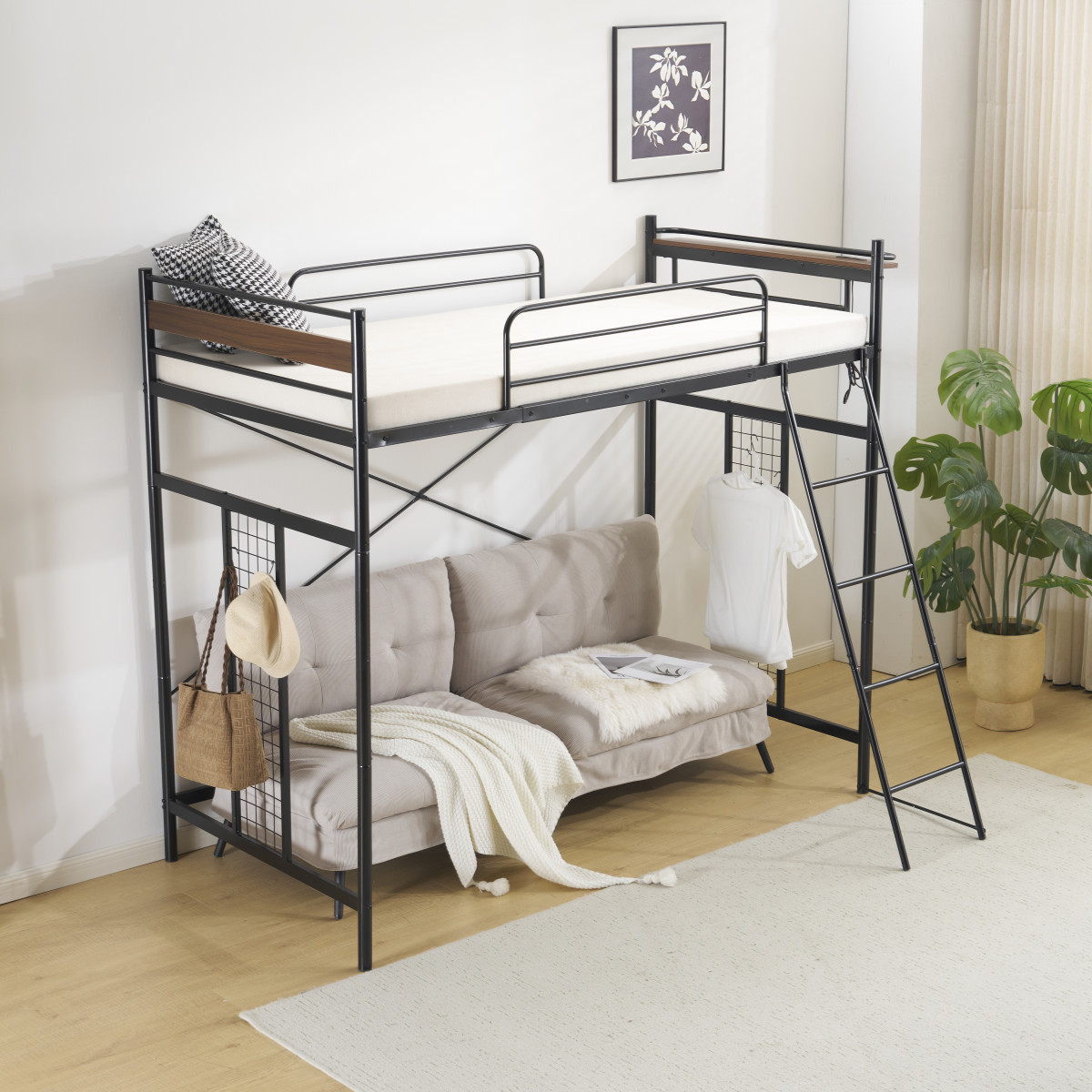 ロフトベッド シングル 3WAY システムベット 収納付き コンセント付き