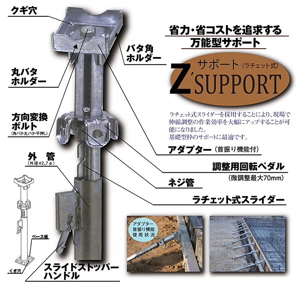 ホーシン 基礎型枠サポート Zサポート ラチェット式 Z-1 6本