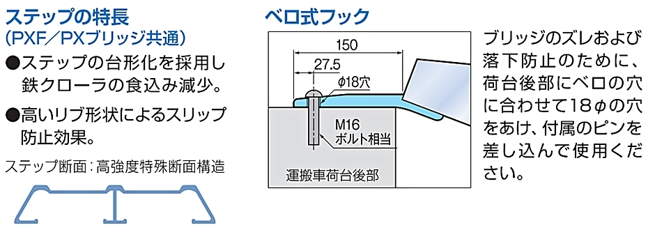 日軽アルミブリッジ PXFブリッジ PXF15-300-30 2本セット ベロ式フック