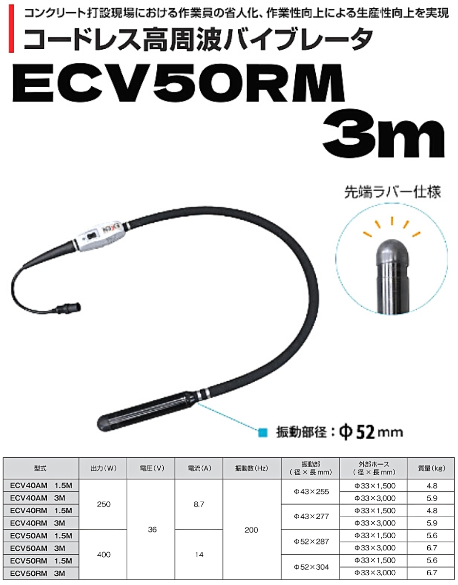 エクセン コードレス高周波バイブレータ バイブレータ部 ECV50RM エクセン コードレス高周波バイブレータ バイブレータ部 ECV50RM