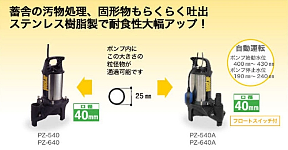 工進 汚物用水中ポンプ ポンスター PZ-650A PZ650A 50mm 60Hz