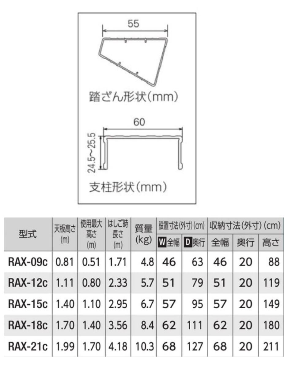 長谷川工業 アルミはしご兼用脚立 RAX-12c 中折れ式 4尺