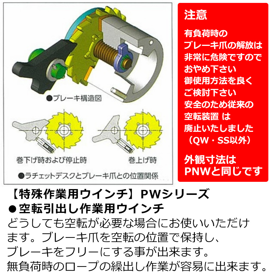 富士製作所 ポータブルウインチ PW-500N 特殊作業用ウインチ 空転