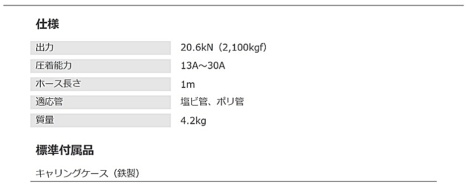 パイプ圧着機（断水機） IS-30AHS 手動油圧式パイプ圧着機 育良精機