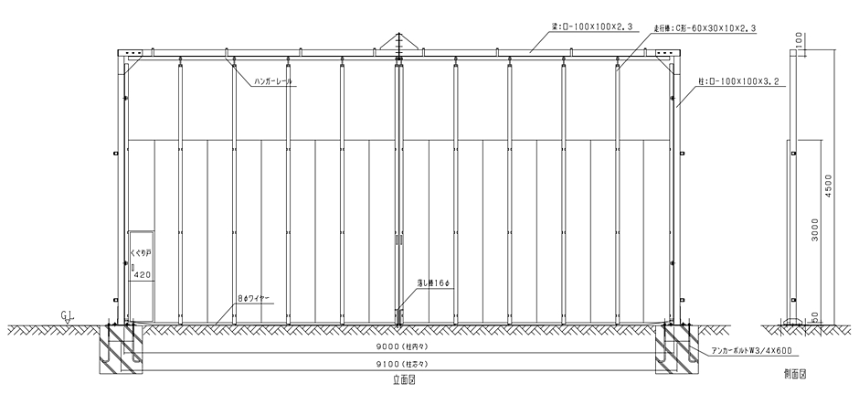 半額SALE／＼半額SALE／ロックパネルゲート 柱付 LP1-90 H4500×W9000 618kg カワモリ産業 建築、建設用 