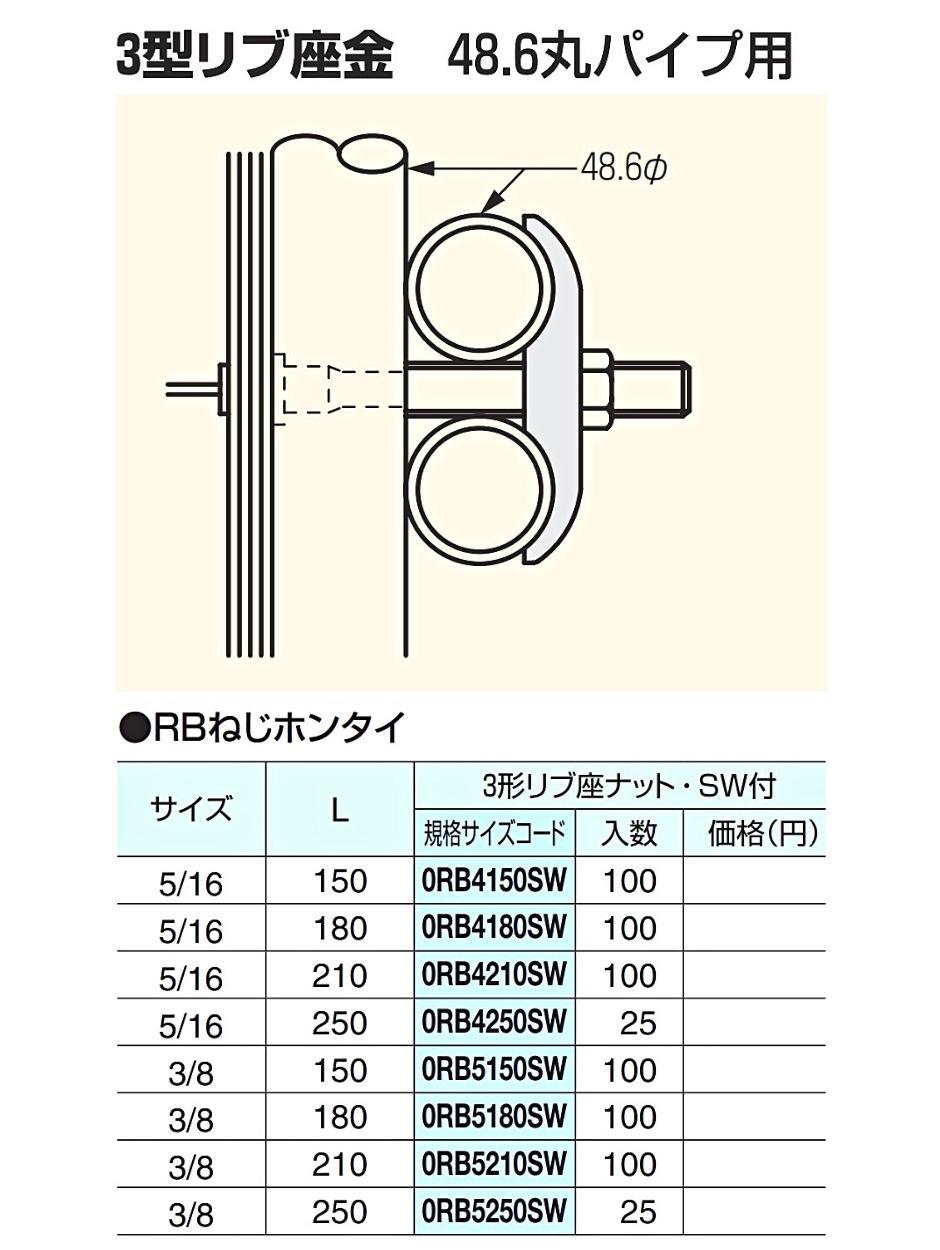 RBねじホンタイ (フォームタイ) (3形リブ座ナット・SWセット) W3/8 210mm (100個入り) コンドーテック(株)  :hyu2600000000039:現場にGO - 通販 - Yahoo!ショッピング