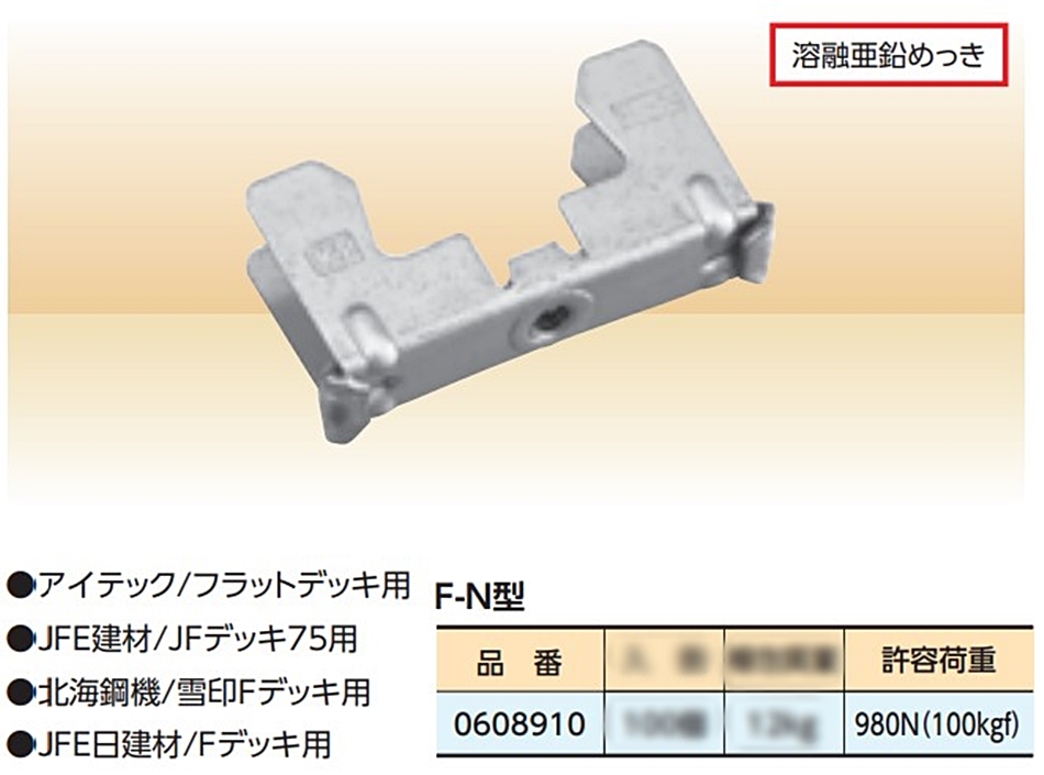 KS 天井吊金具 F-N型 フラットデッキ用 100個 国元商会