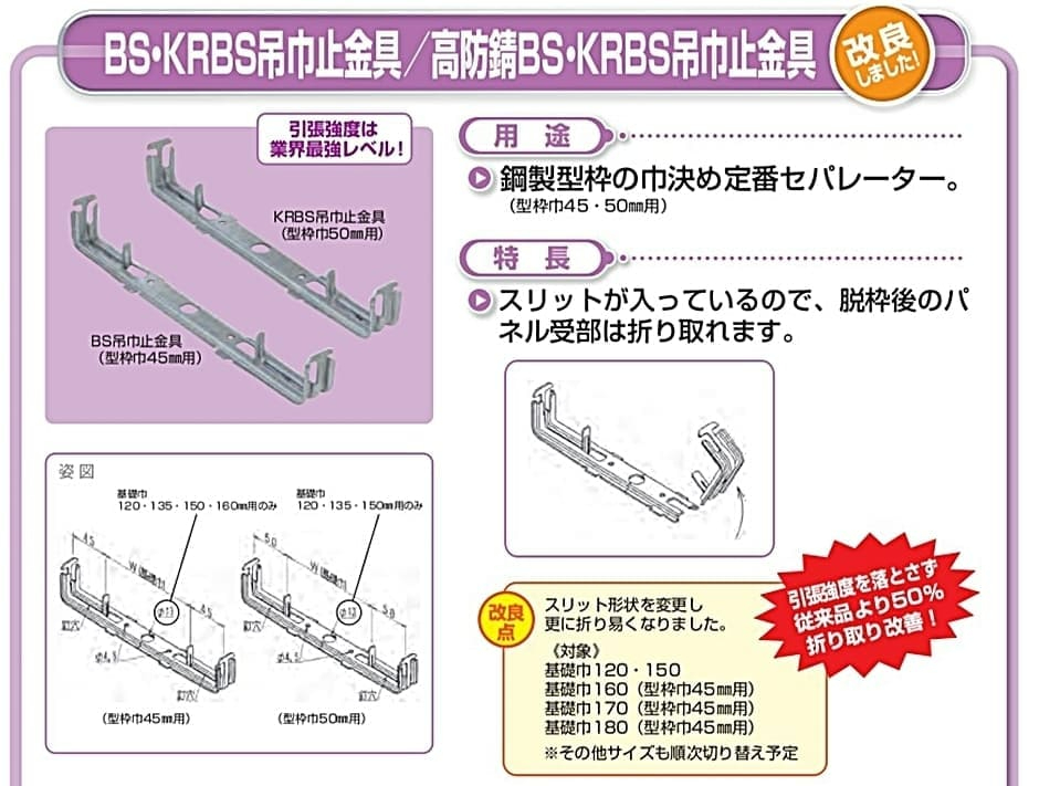 NSP 型枠45mmNSP用 高防錆BS-200吊巾止金具(160入) エヌエスピー 巾止