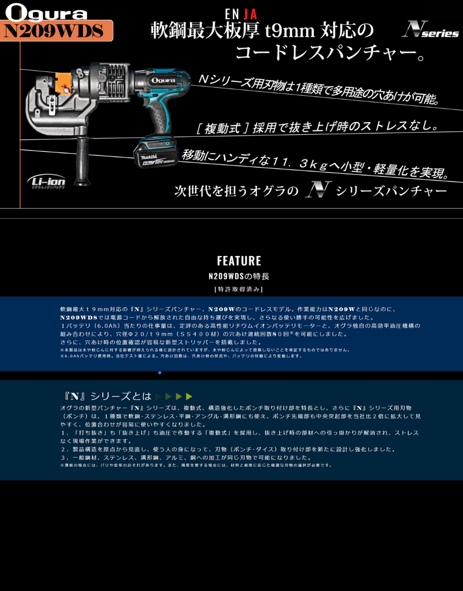 オグラ コードレスパンチャー N209WDS : hyu3500000001230 : 現場にGO