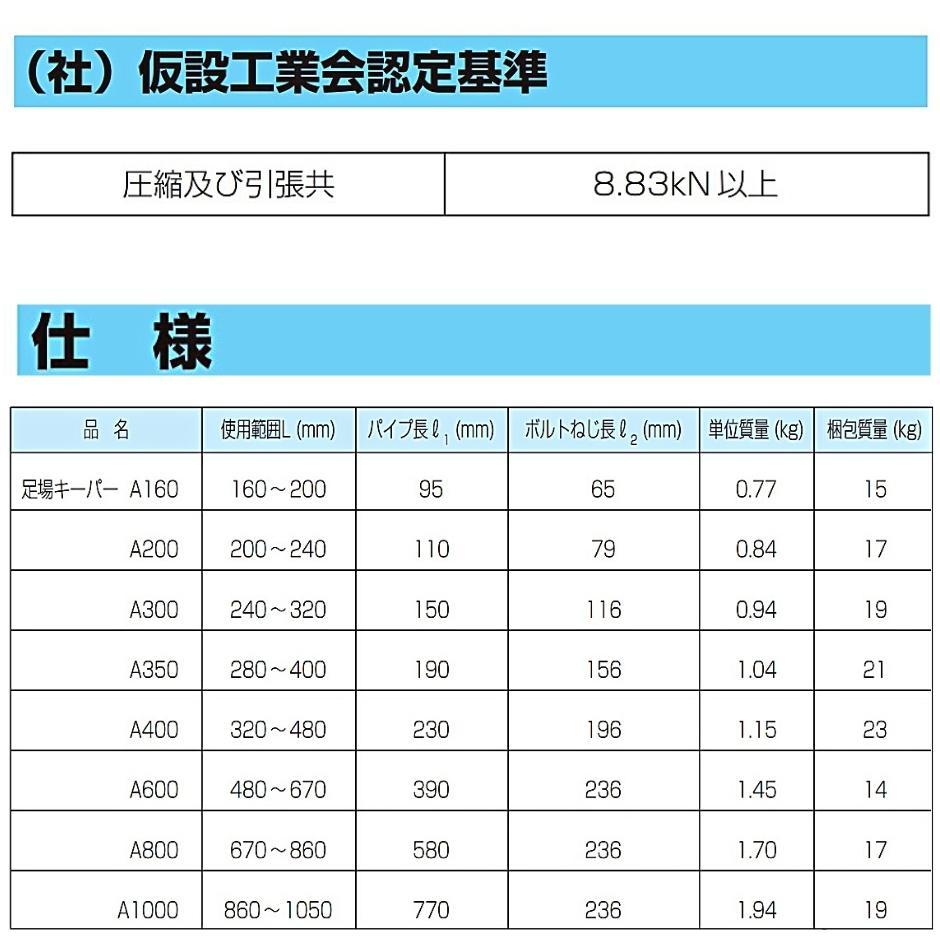 岡部 足場キーパーA型 A1000 使用範囲860〜1050mm 1個