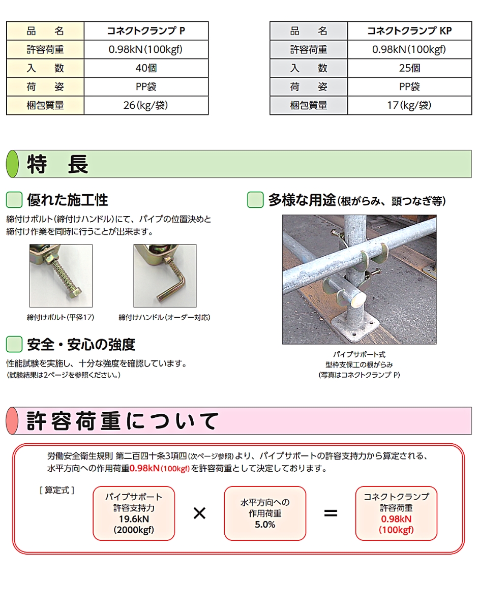 岡部 コネクトクランプKP型 鋼管取付金具 1セット 25個入 : 現場
