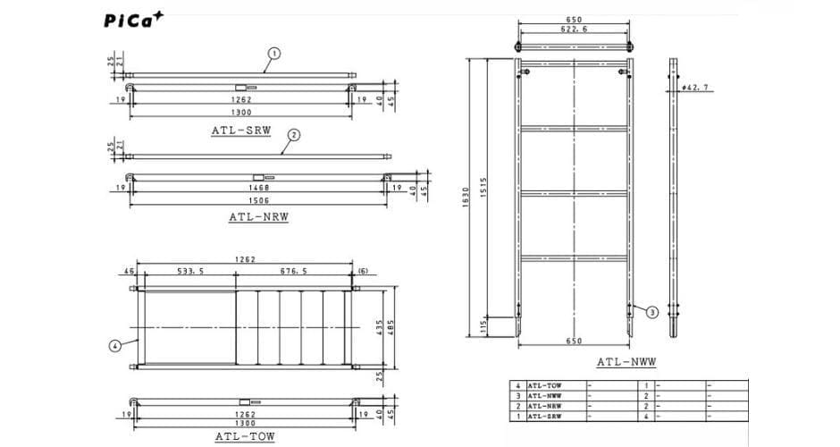 ピカ アルミ製 パイプ足場 ハッスルタワー 中階 ATL-WS2A