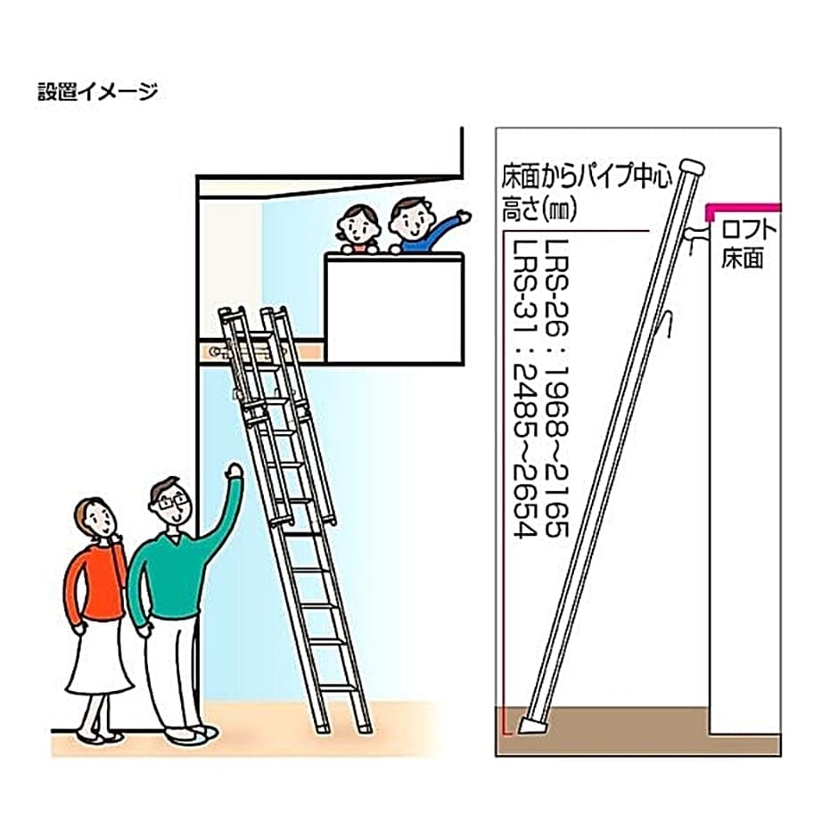 ピカ 室内はしご ロフトはしご 最大使用質量100kg LRS-26