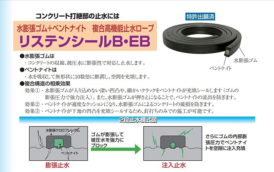 日本リステン リステンシールB B2010 5m×6巻 コンクリート打継部 止水