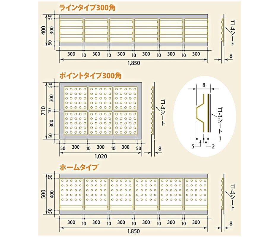 アラオ 点字マット 折り畳み式 300角 AR-0958 ポイントタイプ 710W