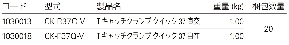 タカミヤ TOP キャッチクランプ クイック37 直交 CK-R37Q-V 20個