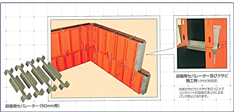 東海建商 段積用セパレーター 270mm×270mm 50本 型枠巾50mm用 BWS50