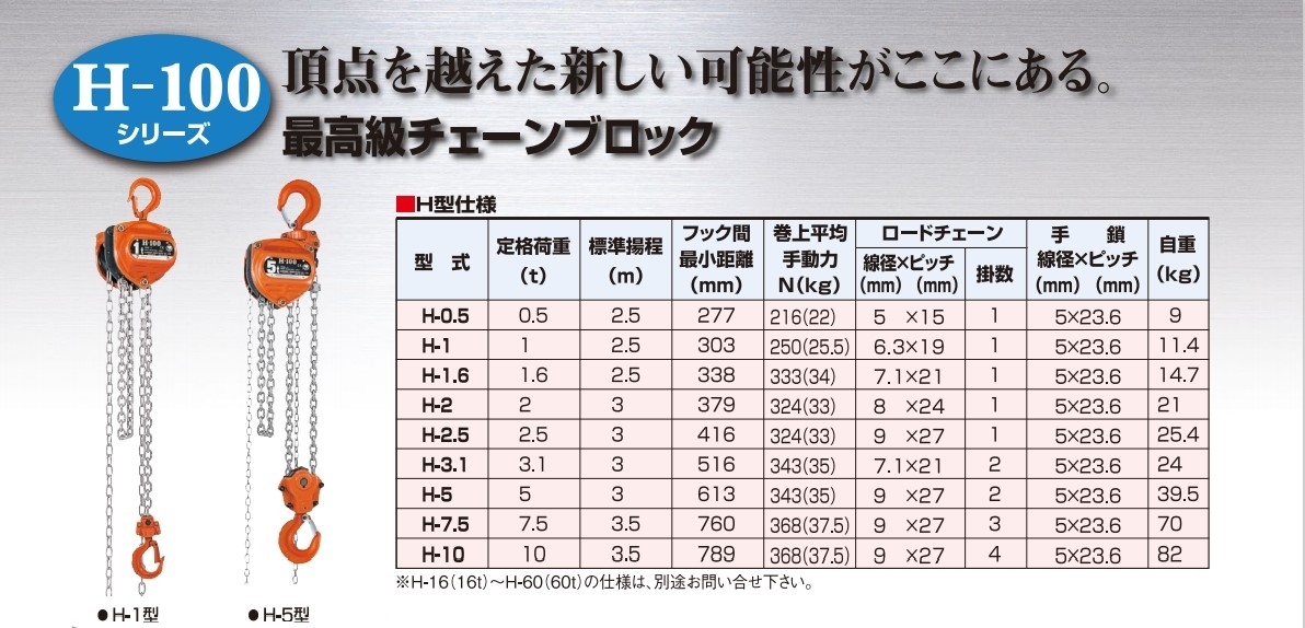 象印チェンブロック H型 フック式チェーンブロック H-0.5 定格荷重0.5t