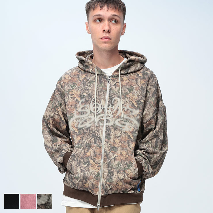 SEQUENZ (シークエンズ) フロントプリント フルジップ パーカー メンズ