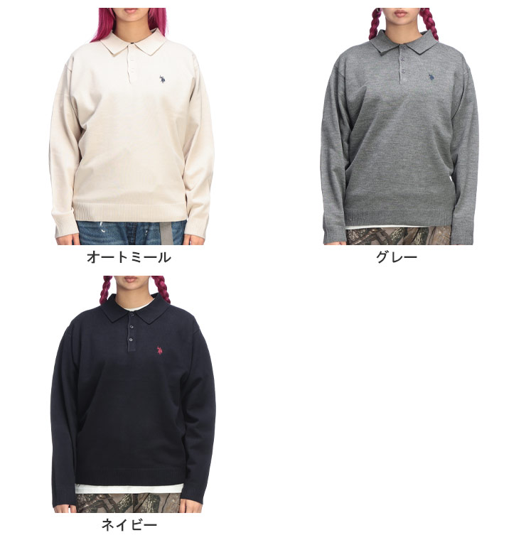 U.S. POLO ASSN.（ユーエスポロアッスン） ワンポイント 長袖 ニット