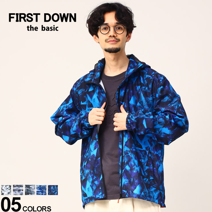 ファーストダウンベーシック ジャケット FIRST DOWN BASIC ナイロンジャケット ウィンドブレーカー 撥水 ポケッタブル 総柄プリント  フルジップ 4451033