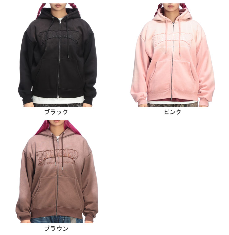 THRASHER（スラッシャー） 裏起毛 フェード加工 アップリケロゴ