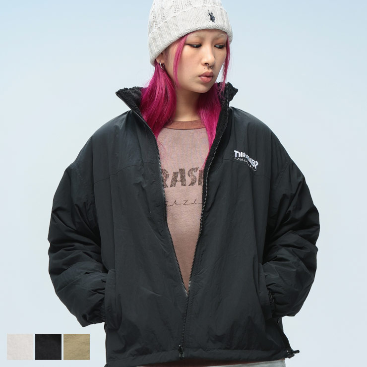 THRASHER（スラッシャー） リバーシブル ナイロン ボア フルジップ