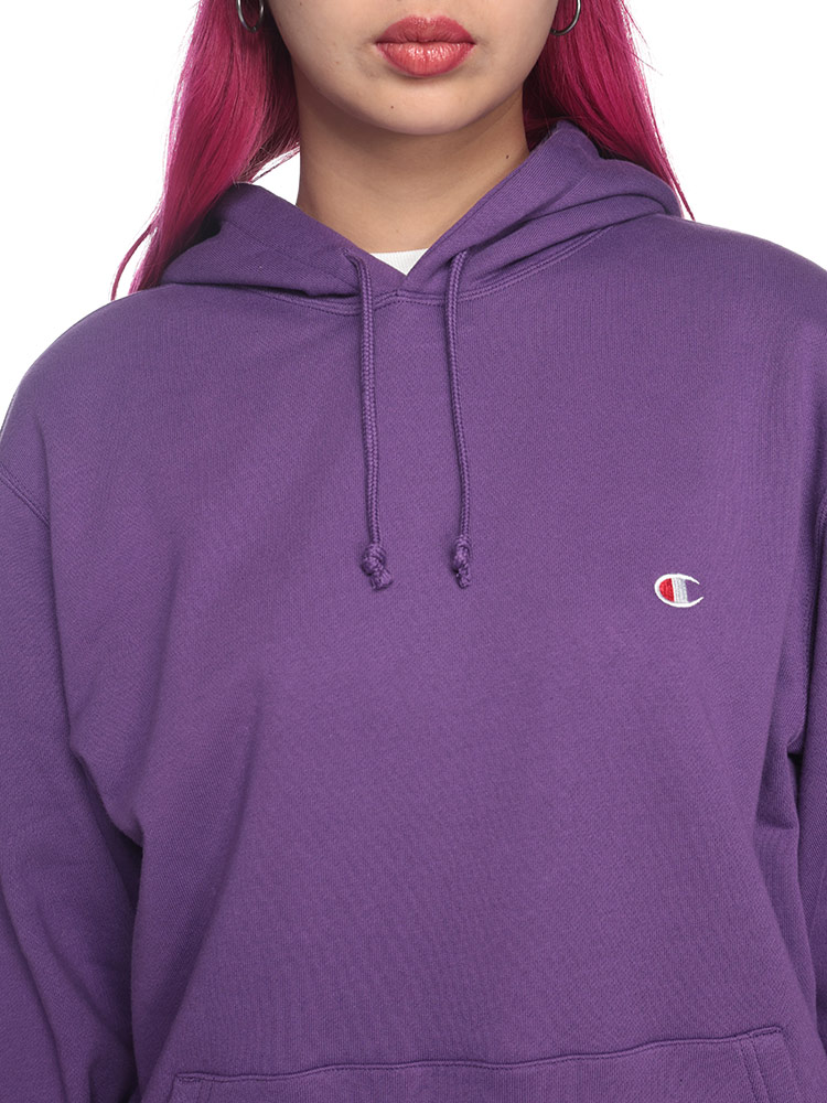 【purple】NEW ERAジャケット&パンツ&チャンピオンパーカー Champion（チャンピオン） パーカー 裏毛 胸ロゴ ポケット付き プル