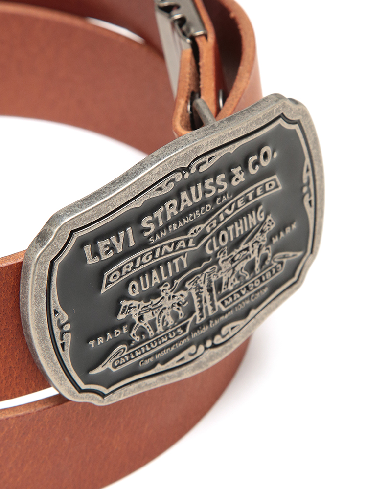 Levi's(リーバイス) ツーホースデザイン バックル レザーベルト 本革 Levi's(リーバイス) ツーホースデザイン バックル レザーベルト 本革