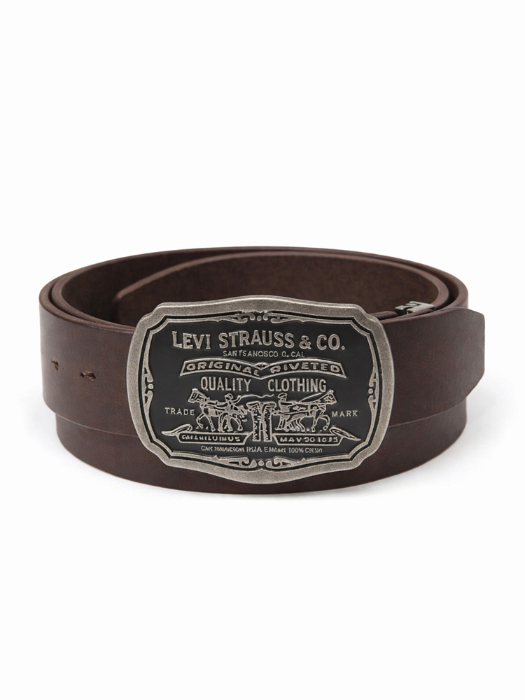 Levi's(リーバイス) ツーホースデザイン バックル レザーベルト 本革 Levi's(リーバイス) ツーホースデザイン バックル レザーベルト 本革