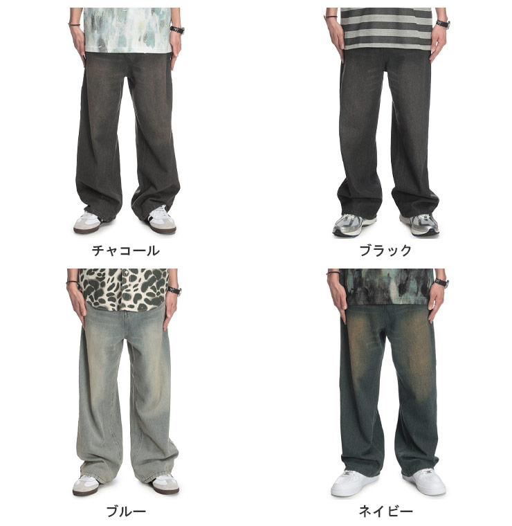 12OZデニム ジップフライ ワイドパンツ WIT703 メンズ 男性