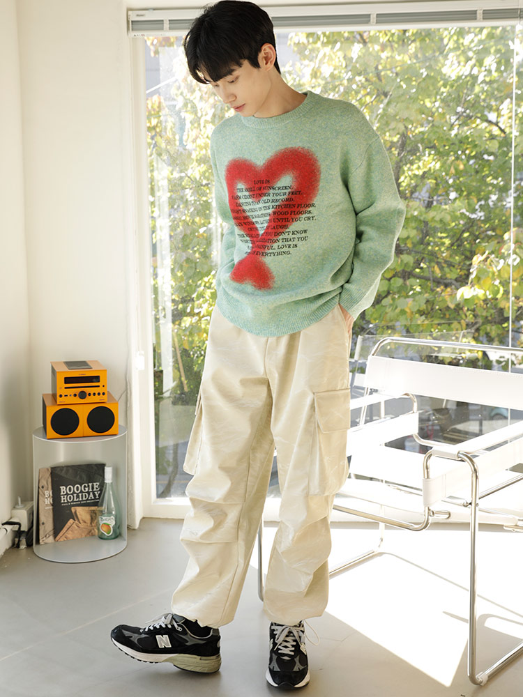 WOODEN DOLL スプレーハート ニット ユニセックス セーター トップス