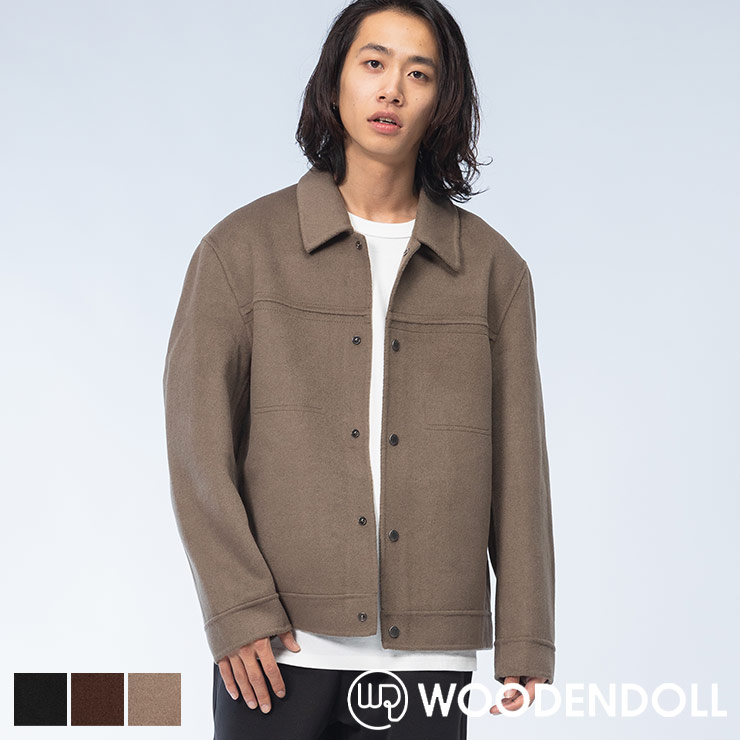全3色 ウールタッチ ルーズ ブルゾン 韓国 アウター hs493 WOODENDOLL シャツ ウール100％ ステッチデザイン フルボタン