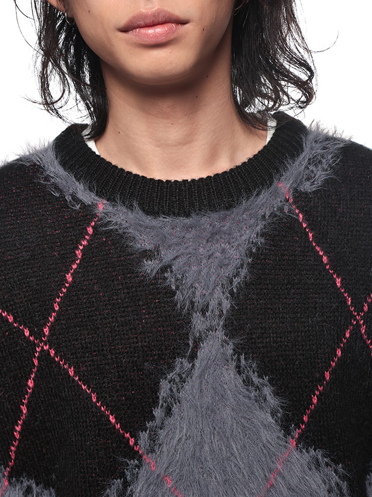 WOODENDOLL アーガイル柄 シャギーニット セーター メンズ 韓国