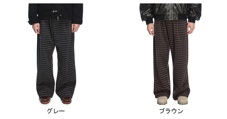 WOODENDOLL (ウッディンドール) ウール調 チェック柄 ワイドパンツ