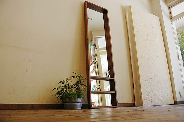 国産 無垢 天然木ミラー 鏡 全身 姿見 壁掛け ウォールミラー 170cm