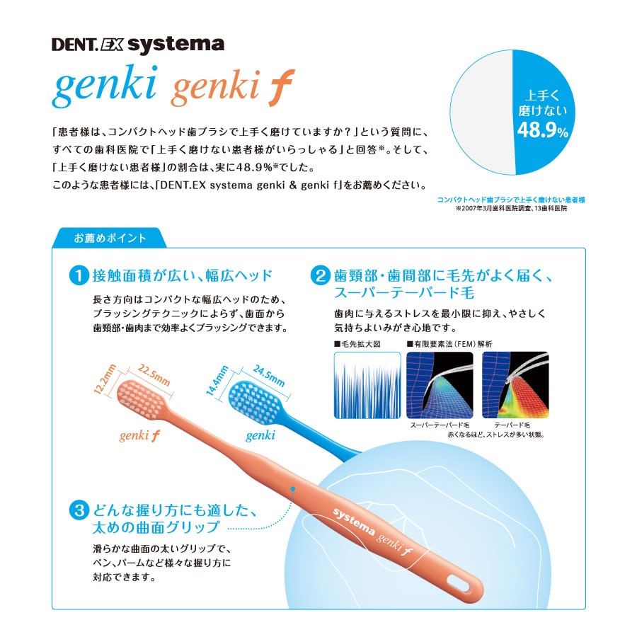 歯ブラシ ライオン DENT.EX systema システマ genki f 12本 ゲンキF 歯