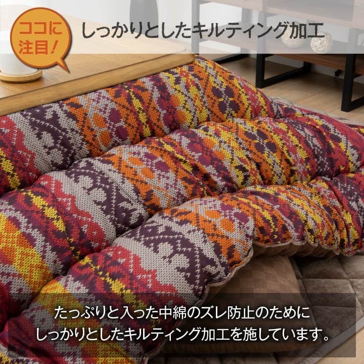 ハノール こたつ布団 ふっくら ピーチスキン生地 キルティング ラウンド型 国産 日本製 カジュアル ノルディック柄 洗える 手洗い_5
