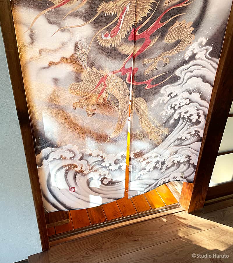 のれん工房 開運 龍のれん 五爪神龍 85×150cm ロング 和風インテリア