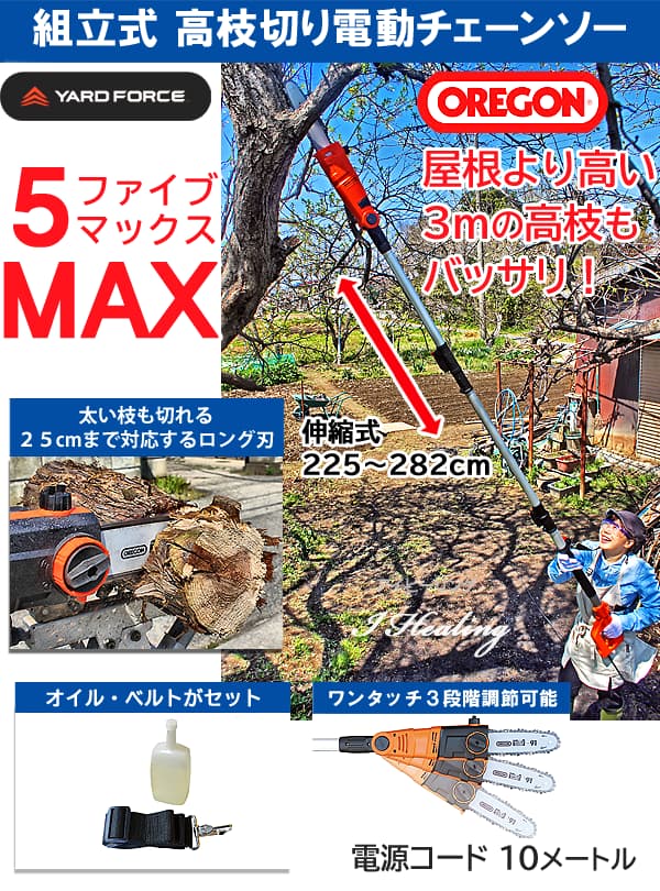 高枝切り電動チェーンソー5 MAX